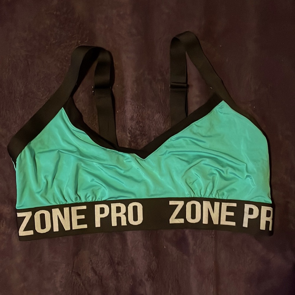 NWOT Zone Pro Unlined Wireless Sport Bra with Convertible Straps in Green, Sz XL